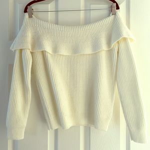 Off-The-Shoulder White Sweater